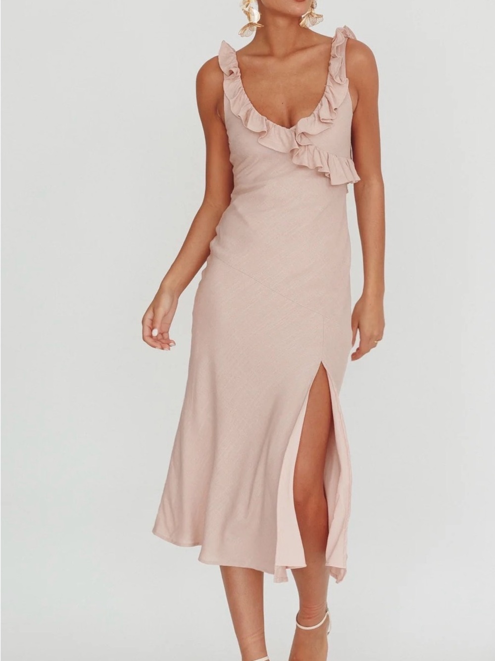 Selfie Leslie Alba Frill Trim Midi Dress